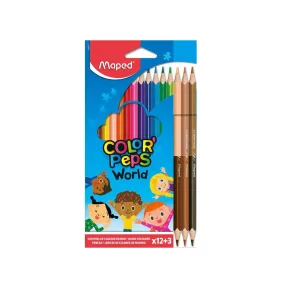 Lápices y Pinturas de Madera Maped - 12 + 3 Piezas