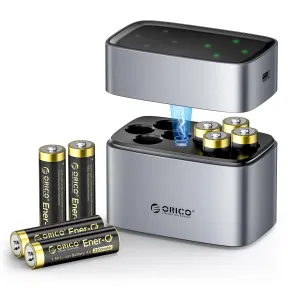 Cargador ORICO para 8 Pilas AA de Litio Recargables