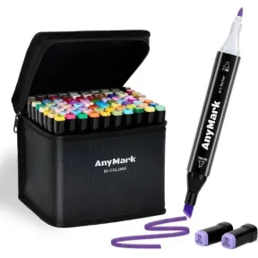 AnyMark Set de 80 rotuladores de punta doble