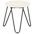 Mesa de centro de mármol auténtico en blanco y verde, 40x40 cm