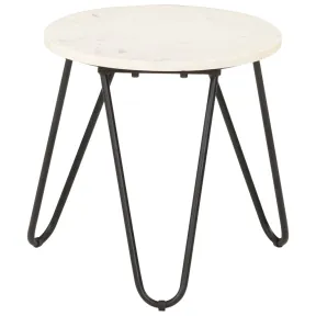 Mesa de centro de mármol auténtico en blanco y verde, 40x40 cm