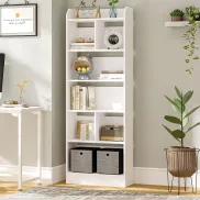 Librería Blanca Hzuaneri de 6 Niveles, 24x60x170 cm