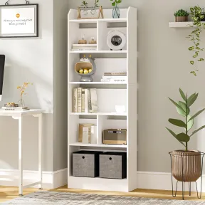 Librería Blanca Hzuaneri de 6 Niveles, 24x60x170 cm