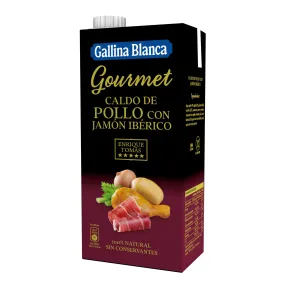 Caldo Gourmet de Pollo con Jamón Ibérico 100% Natural 1L