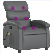 Sillón reclinable de masaje en cuero sintético gris vidaXL
