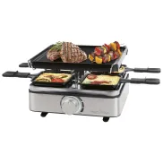 Raclette ProfiCook para 4 personas con sartenes y espátulas