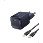 Cargador rápido Baseus 45W USB-C con cable 1m, compatible con iPhone y Samsung.