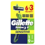 Maquinilla de Afeitar Gillette Sensor 3+ Sensitive con 9 Recambios