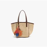 Tote de mano con cierre imantado y llavero decorativo Parfois