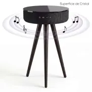 Mesa auxiliar con altavoz Bluetooth 30W y carga inalámbrica.