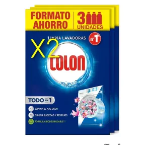 Limpia lavadora X2 Colon - Eliminador de olores, 3 x 250 ml