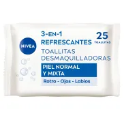 Toallitas NIVEA 3-en-1 para desmaquillar y refrescar 25 u.