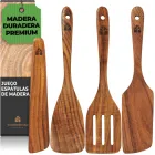 Juego de 4 Espátulas de Madera para Cocinar, Teca Duradera