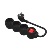 Regleta de Enchufe Plano Simon 3 Tomas 16A Interruptor Negro