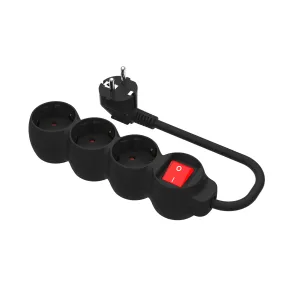 Regleta de Enchufe Plano Simon 3 Tomas 16A Interruptor Negro