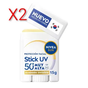 NIVEA Sun Stick Facial UV SPF 50+ - Protección Invisible 15 g