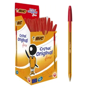 Bolígrafos Bic Cristal Rojo 0.8 mm | Caja 50 unidades