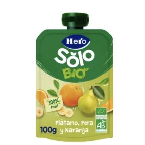 Bolsita ecológica de plátano, pera y naranja Hero Solo 100 g