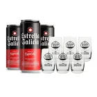 Pack Estrella Galicia Especial: 24 Latas y 6 Vasos de Caña