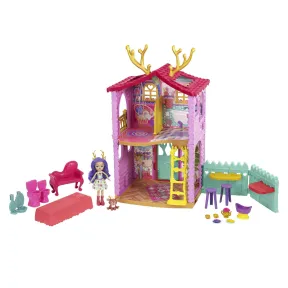 Encantadora casa de Ciervo Enchantimals con muñeca y mascota