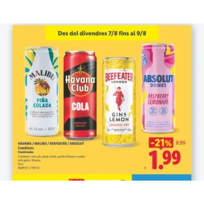 Beefeater, Absolut, Malibu y Havana Club: Cócteles Destacados