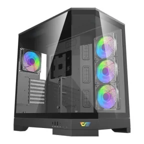 Caja ATX DQX90 con 4 Ventiladores ARGB y Triple Cristal