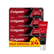Pasta de Dientes Colgate Max White con Carbón Activado 4 x 75 ml