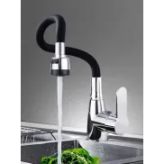 Grifo de Cocina Contemporáneo 360° en Cromo y Negro