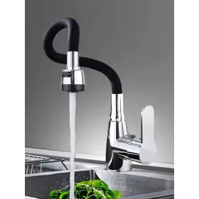 Grifo de Cocina Contemporáneo 360° en Cromo y Negro