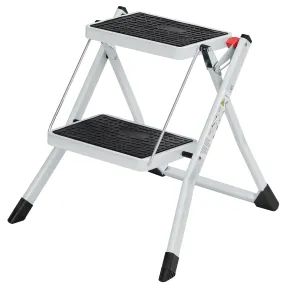 Escalera Plegable de 2 Peldaños con Asa y Goma Antideslizante