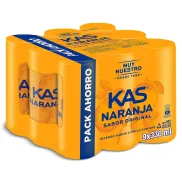 Pack de 9 latas de refresco Kas naranja, 2.97 litros