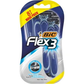 Maquinillas de Afeitar BIC Flex3 para Hombre – 8 unidades