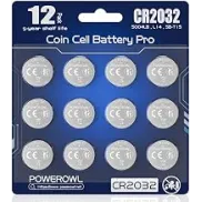 Pilas de Litio CR2032 POWEROWL 3V, Paquete de 12 unidades