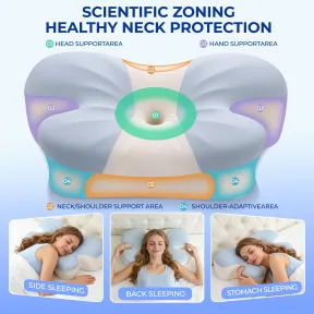 Almohada Cervical Ajustable para Alivio del Dolor (Azul)