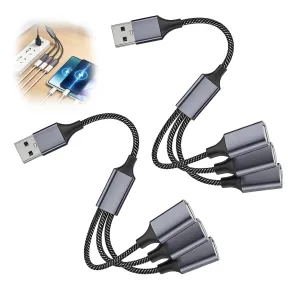 Divisor USB 1 a 3 para coche, PS4, portátil y smartphone