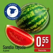 Sandía sin pepitas y rayada