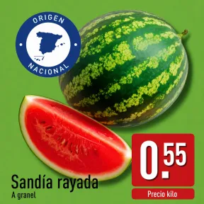 Sandía sin pepitas y rayada