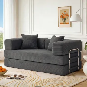 Sofá Cama 2 Plazas Modular 160 cm Gris con Espuma y Muelles