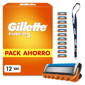 Pack de 12 Cuchillas de Afeitar Gillette Fusion5 para Hombre