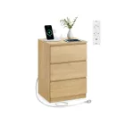 Mesita de Noche Amarilla con Carga USB y Cajones - KAILYN