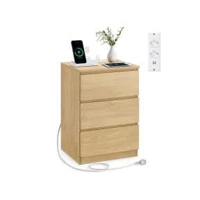 Mesita de Noche Amarilla con Carga USB y Cajones - KAILYN