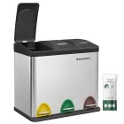 Cubo de Basura de Cocina SONGMICS, 3 x 8 L, Acero, Negro y Plata