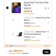 Xiaomi Pad 7 Pro con Focus Pen y Keyboard (8GB, 256GB)