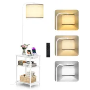 Lámpara de Pie LED Regulable con Mesa Auxiliar y Estante