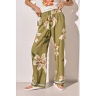 Pantalón largo estampado de flores para mujer (XS y S)