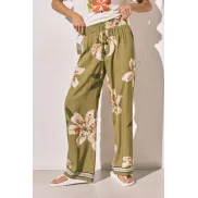 Pantalón largo estampado de flores para mujer (XS y S)