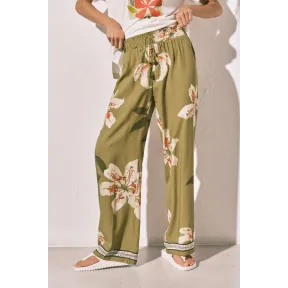 Pantalón largo estampado de flores para mujer (XS y S)