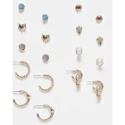 Pendientes dorados y multicolores: Pack de 9 pares Valencia