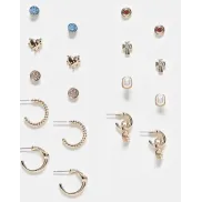 Pendientes dorados y multicolores: Pack de 9 pares Valencia