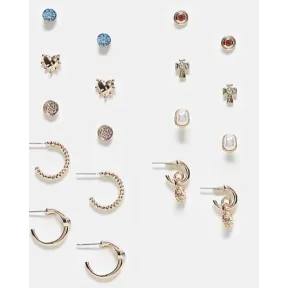 Pendientes dorados y multicolores: Pack de 9 pares Valencia